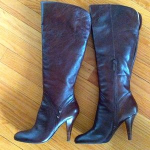 Nine West knee high brown leather boots